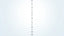 A vertical column of individual water droplets falling in an even line against a soft white-to-pale-blue background