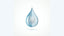 Cutaway cross-section illustration of a single water droplet rendered in blue and platinum silver tones on a white background