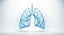 Abstract translucent blue lungs formed from flowing water and rising hydrogen bubbles on a clean white background, illustrating hydrogen water and lung health research