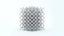 Abstract brushed platinum-silver lattice structure on a white background, suggesting precision engineering and material quality