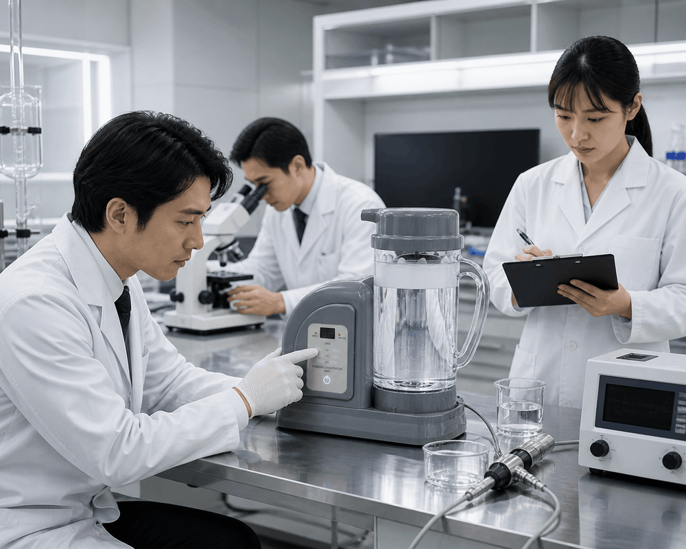 Des chercheurs examinent le Lourdes Hydrofix dans un laboratoire