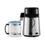 Back of the VEVOR water distiller showing the power inlet, beside the glass carafe